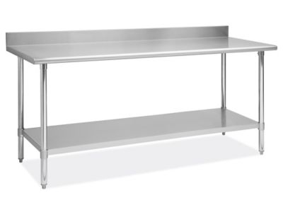 Deluxe Stainless Steel Worktable with Backsplash and Bottom Shelf - 72 x 30" H-6918