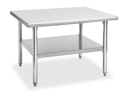 Mesa de Trabajo de Acero Inoxidable de Altura Ajustable con Repisa Inferior  - 60 x 30 H-9649 - Uline