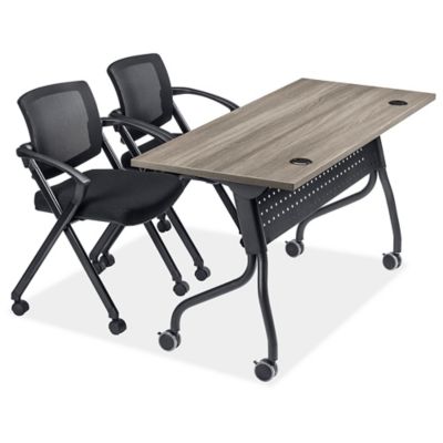 Mesh Nesting Chair with Armrests - Black H-6930BL - Uline