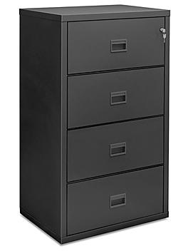 Lateral Fire-Resistant File Cabinet - 4 Drawer, 31 x 22 x 53", Black H-6941BL