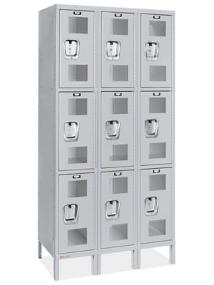Clear-View Locker - Three Tier, 3 Wide, Assembled, 36" Wide, 18" Deep, Gray H-6953AGR