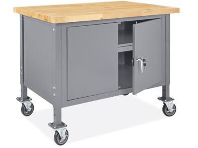 Mobile Cabinet Workbench - 48 x 30", Maple Top with Square Edge H-6996-MAPLE
