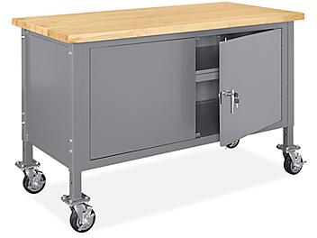 Mobile Cabinet Workbench - 60 x 30", Maple Top with Square Edge H-6997-MAPLE