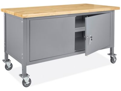 Mobile Cabinet Workbench - 72 x 30", Maple Top with Square Edge H-6998-MAPLE