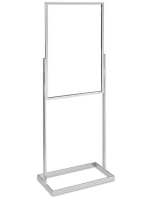 Floor Standing Sign Holder - Single Tier, 24 x 36, Chrome H-7014C