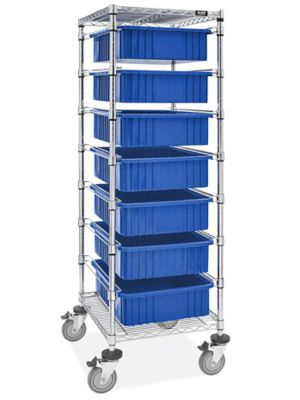 7 Bin Restocking Cart - 20 x 15 x 6" Blue Bins H-7028BLU
