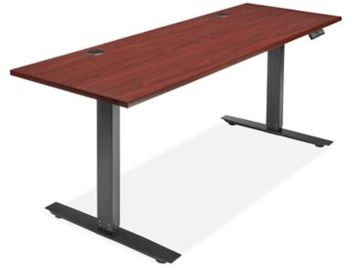 Electric Adjustable Height Desk - 72 x 24, Mahogany H-7035MAH - Uline