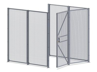 Wire Security Room with Hinged Door - 8 x 8 x 8', 3-Sided H-7066-3 - Uline