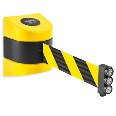 Uline Magnetic Retractable Barrier - Black/Yellow, 30' H-7078B/Y