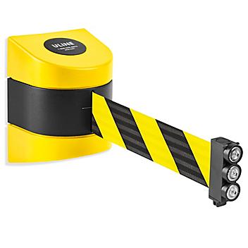 Uline Magnetic Retractable Barrier - Black/Yellow, 30' H-7078B/Y