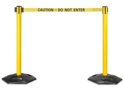 Outdoor Crowd Control Posts with Retractable Belt - "Caution - Do Not Enter", 16' H-7080