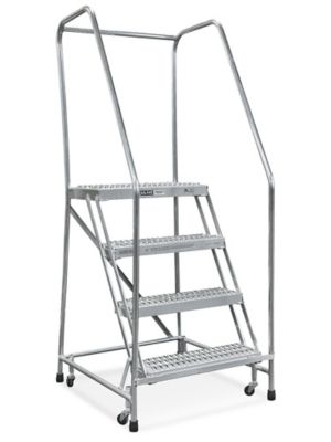 4 Step Aluminum Rolling Ladder - Assembled with 14" Top Step H-7088