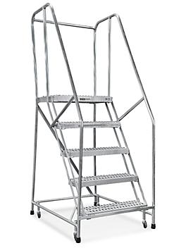 5 Step Aluminum Rolling Ladder - Assembled with 14" Top Step H-7089