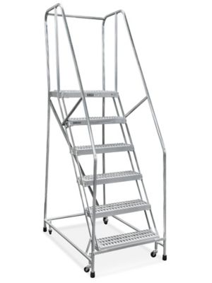 Escalera de Aluminio con Ruedas, 6 Escalones Ensamblada con Escalón Superior de 14