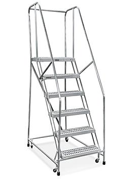 6 Step Aluminum Rolling Ladder - Assembled with 14" Top Step H-7090
