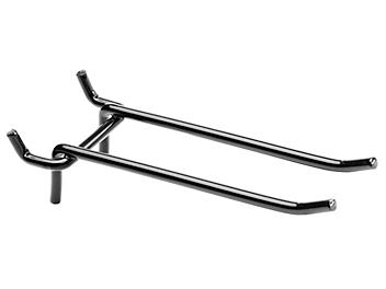 Double Straight Hooks for Pegboard - 5", Black H-7141