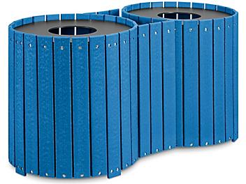 Double Recycled Plastic Trash Can - 64 Gallon, Blue H-7238BLU