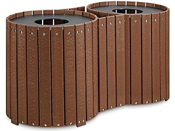 Double Recycled Plastic Trash Can - 64 Gallon, Brown H-7238BR