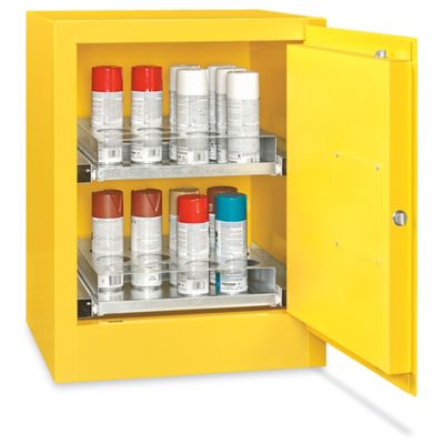 Wall-Mount Flammable Storage Cabinet - Manual Doors, Red, 20 Gallon  H-4176M-R - Uline