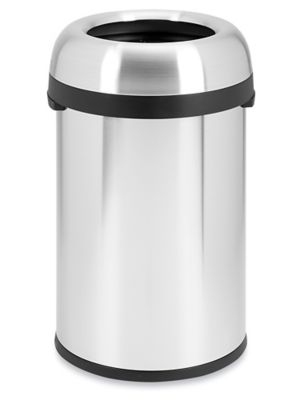 simplehuman 115 Liter / 30 Gallon Bullet Open Top Trash Can Commercial  Grade Heavy Gauge, Brushed Stainless Steel