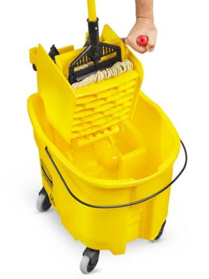 Plastic Mop Bucket w/ Wringer Rubbermaid Commercial Products WaveBrake 8.75  Gal.