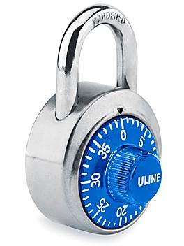 Uline Combination Padlock with Optional Key - 3/4" Shackle, Blue H-7438BLU
