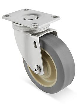 Stainless Steel Rubber Caster - Swivel, 4 x 1 1/4" H-7446S