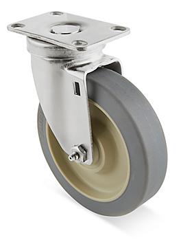Stainless Steel Rubber Caster - Swivel, 5 x 1 1/4" H-7447S