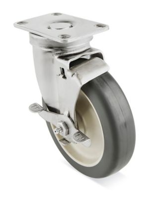 Stainless Steel Polyurethane Caster - Swivel with Brake, 5 x 1 1/4" H-7449SWB
