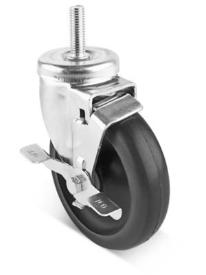 Stem Polyolefin Caster - Swivel with Brake, 5 x 1 1/4" H-7451SWB