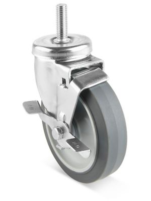 Stem Rubber Caster - Swivel with Brake, 5 x 1 1/4" H-7453SWB