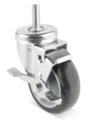Stem Polyurethane Caster - Swivel with Brake, 4 x 1 1/4" H-7454SWB