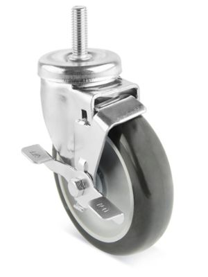 Stem Polyurethane Caster - Swivel with Brake, 5 x 1 1/4" H-7455SWB