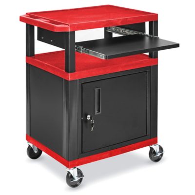 Plastic AV Cart with Cabinet - 27 x 18 x 34