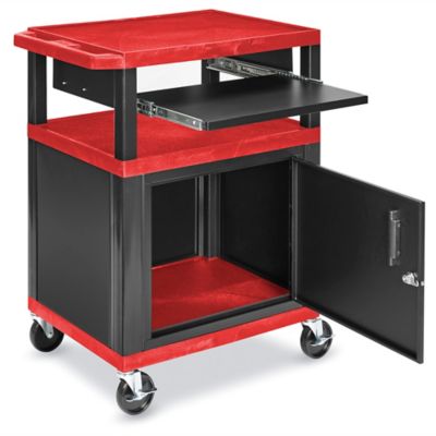 Plastic AV Cart with Cabinet - 27 x 18 x 34