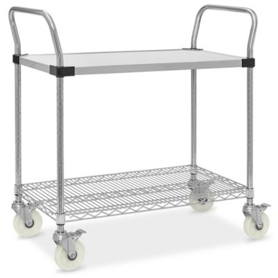 Solid Top Stainless Steel Wire Cart - 39 x 18 x 41