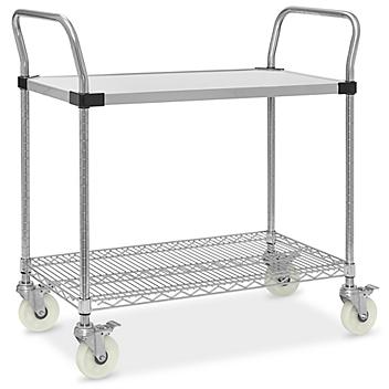 Solid Top Stainless Steel Wire Cart - 39 x 18 x 41" H-7488