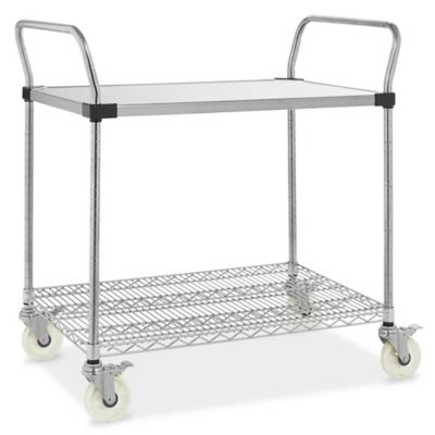 Solid Top Stainless Steel Wire Cart - 39 x 24 x 41