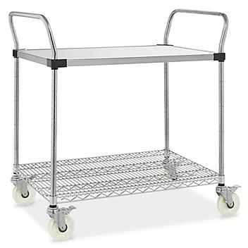 Solid Top Stainless Steel Wire Cart - 39 x 24 x 41" H-7489