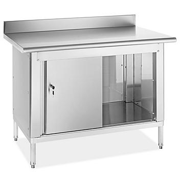 Stainless Steel Cabinet Workbench with Backsplash - 48 x 30" H-7562