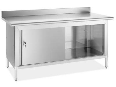 Stainless Steel Cabinet Workbench with Backsplash - 72 x 30" H-7564