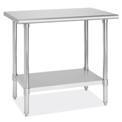 Deluxe Stainless Steel Worktable with Bottom Shelf - 36 x 24" H-7567