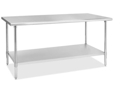 Deluxe Stainless Steel Worktable with Bottom Shelf - 72 x 36" H-7568