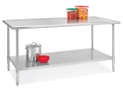 Deluxe Stainless Steel Worktable with Bottom Shelf - 72 x 36
