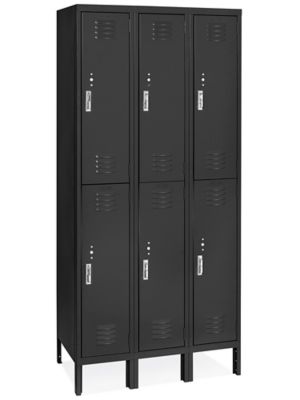 Uline Double Tier Lockers - Assembled, 36 x 18 x 72", Black H-7576BL