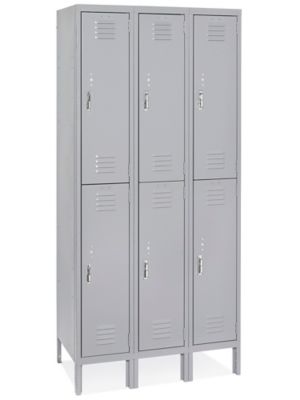 Uline Double Tier Lockers - Assembled, 36 x 18 x 72", Gray H-7576GR