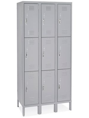 Uline Three Tier Lockers - Assembled, 36 x 18 x 72", Gray H-7577GR