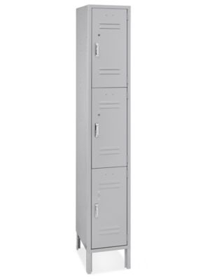Uline Three Tier Lockers - 1 Wide, Unassembled, 12" Wide, 18" Deep, Gray H-7585GR
