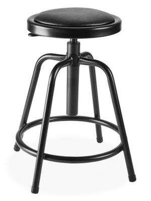 Shop Stool with Backrest - Metal with Adjustable Legs - ULINE - H-4828