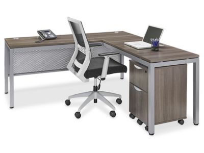 Downtown Office Workstation - 2-Person L-Desk, 120 x 72, Gray H-8248 -  Uline